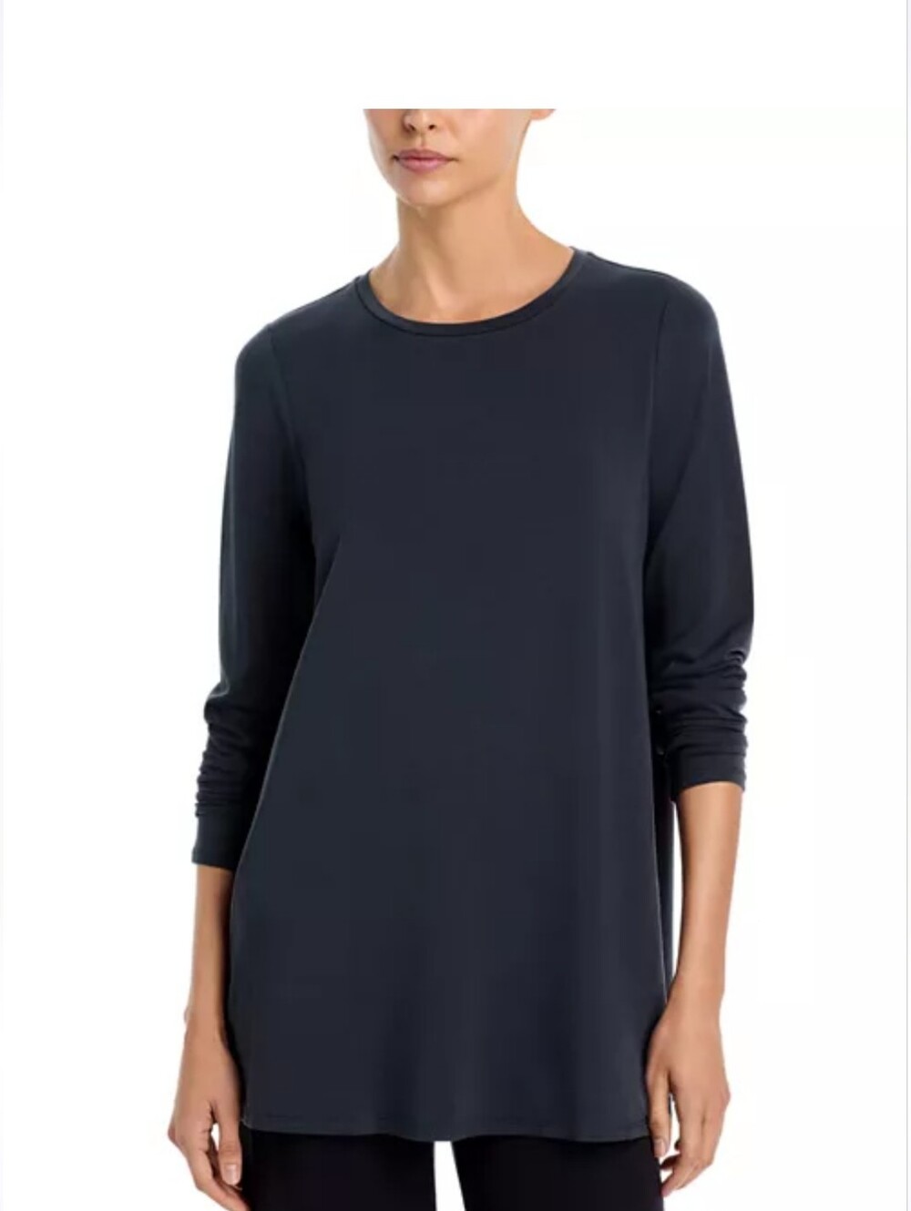 Eileen Fisher Black Long-Sleeve Crewneck Tunic